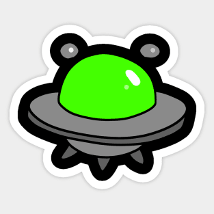 Green UFO Flying Saucer Sticker
